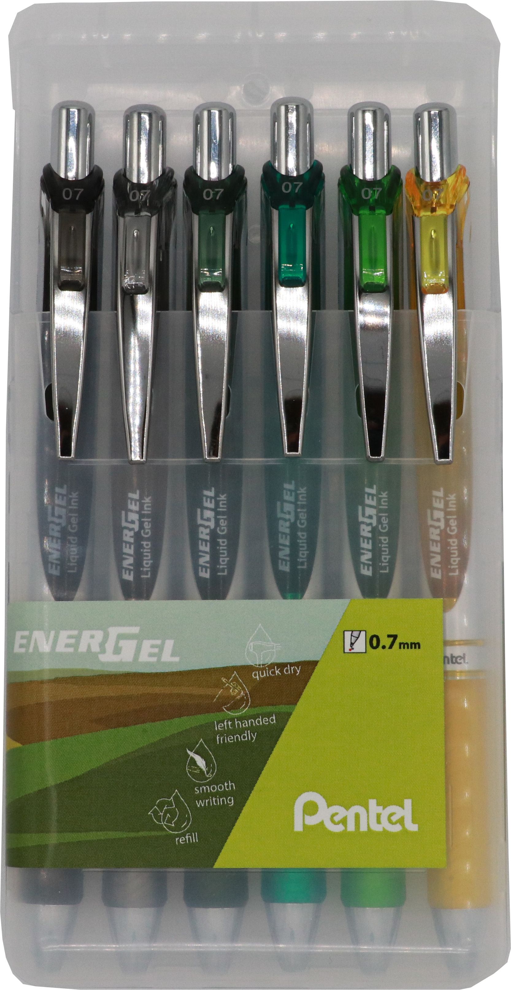 Pentel EnerGel Roller 0,7 mm 6er Etui Tundra