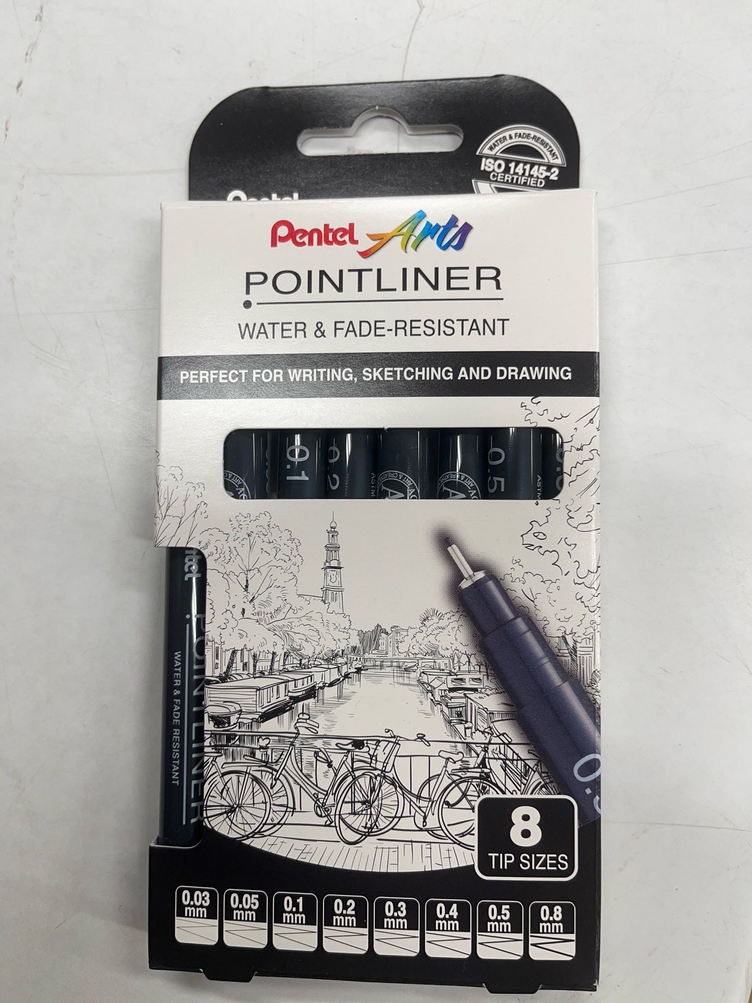 Pentel Pointliner Fineliner schwarz 8er Set 0,03/0,05/0,1/0,2/0,3/0,4/0,5/0,8mm