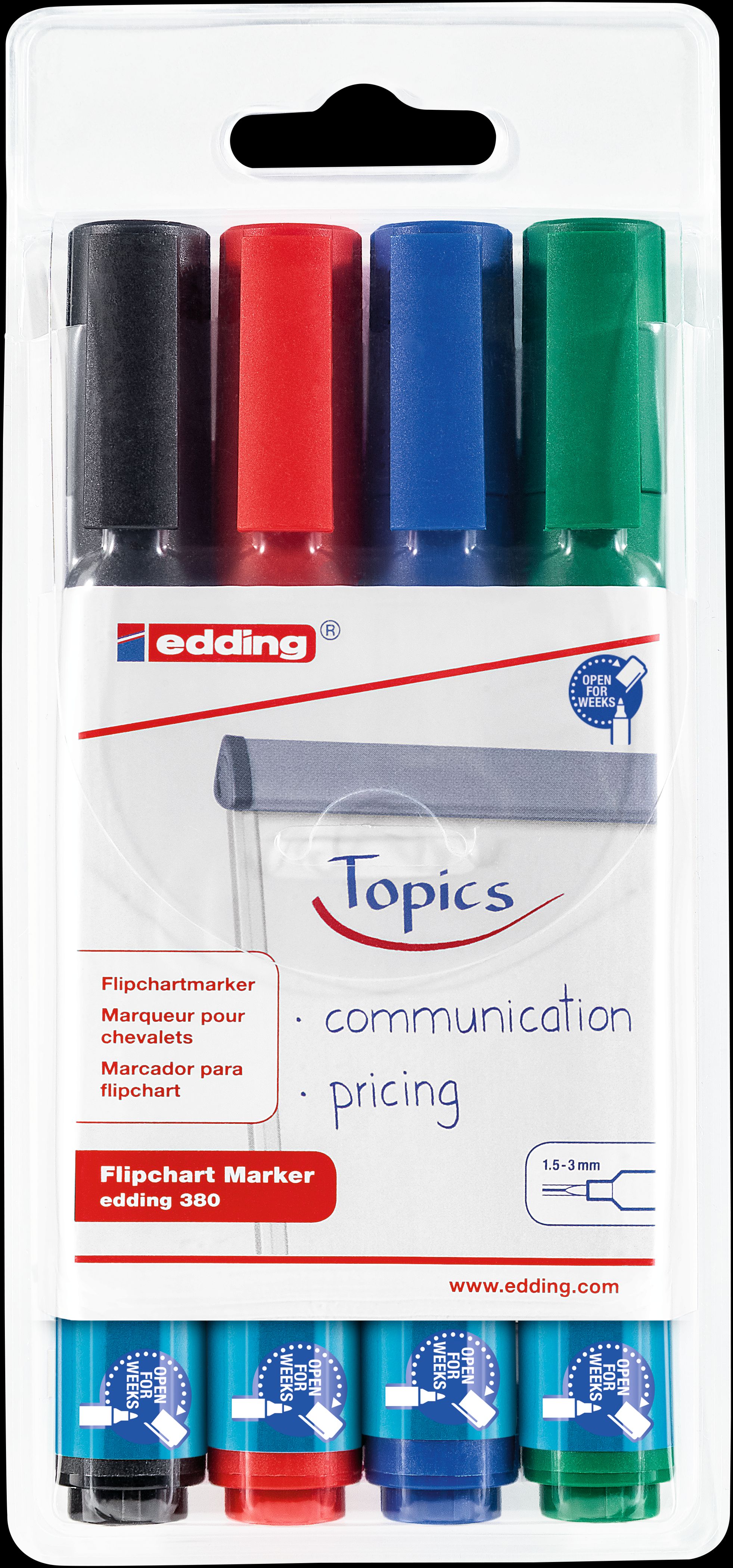 Flipchartmarker edding 380 Nr. 380-E4, Etui mit 4 Farben