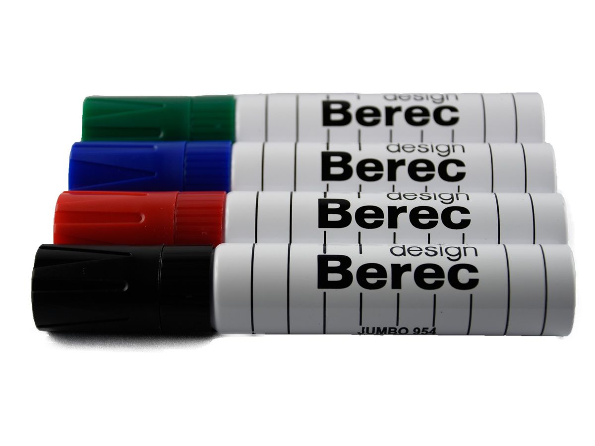 Berec Jumbo Flipchart - und Whiteboard- marker, 3-12 mm, Etui à 4 Farben