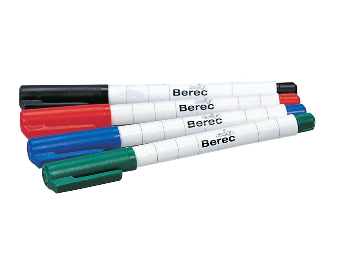 Berec Flipchart- und Whiteboardmarker schmal, 1 mm, Etui mit 4 Farben