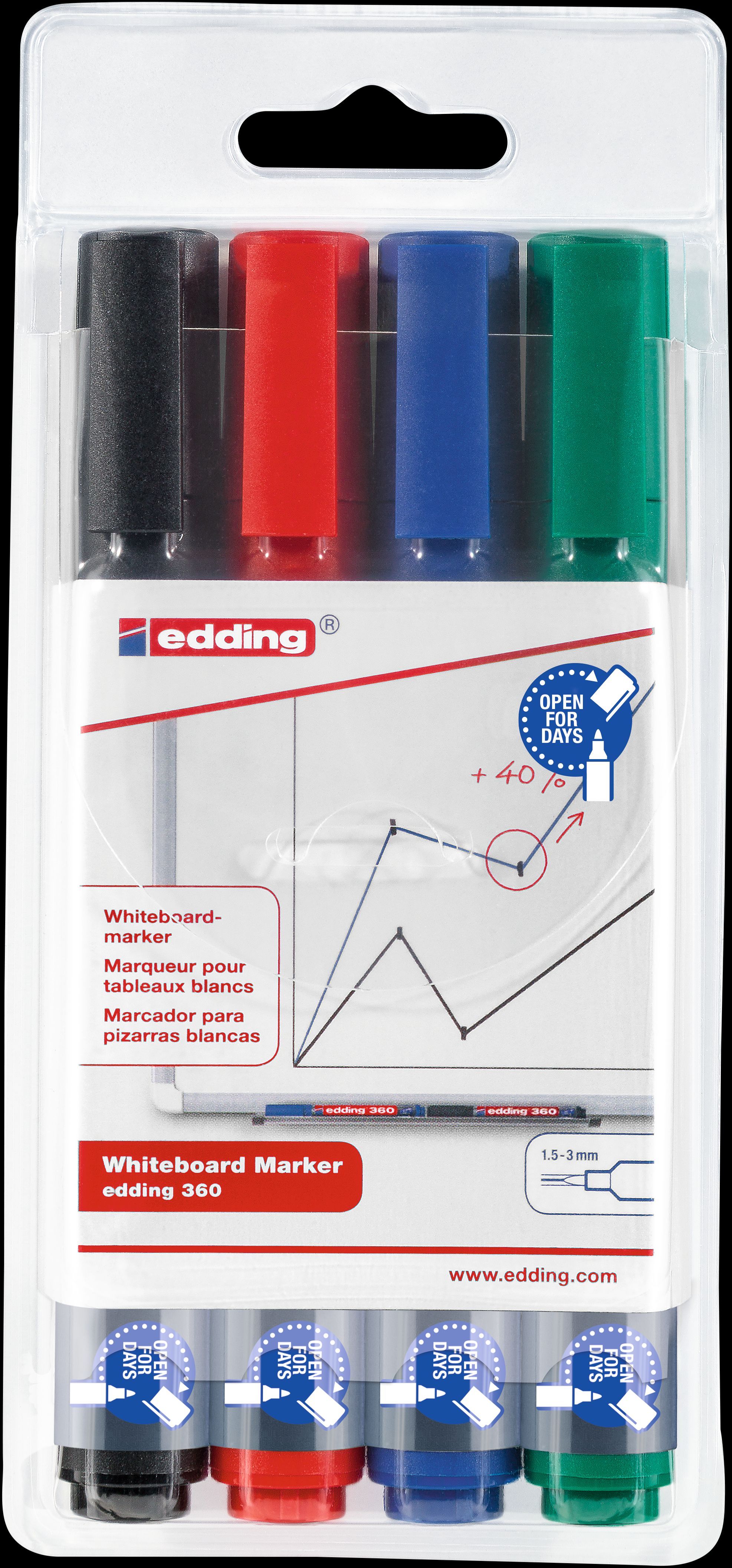 Whiteboardmarker edding 360 Etui mit 4 Farben