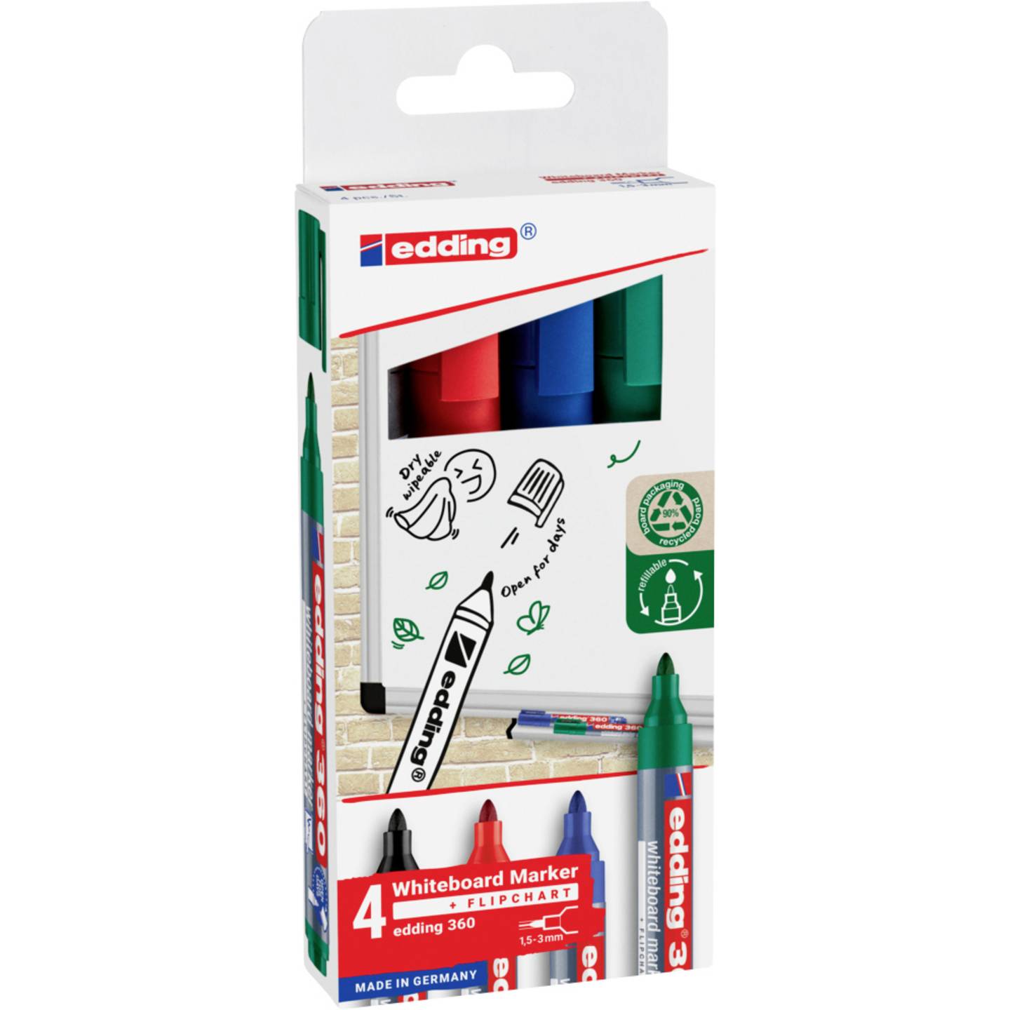 Whiteboardmarker edding 360 Etui mit 4 Farben