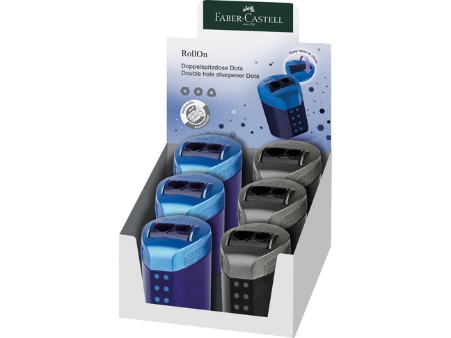 Faber-Castell RollOn Doppelspitzerdose farbig assortiert schwarz, blau