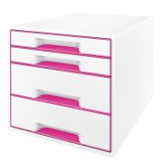 Leitz Wow Cube Schubladenelement 4 Schubladen pink/weiss SPEZIALBEST.
