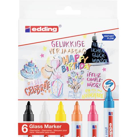 edding 95 Glasmarker 6er Set 