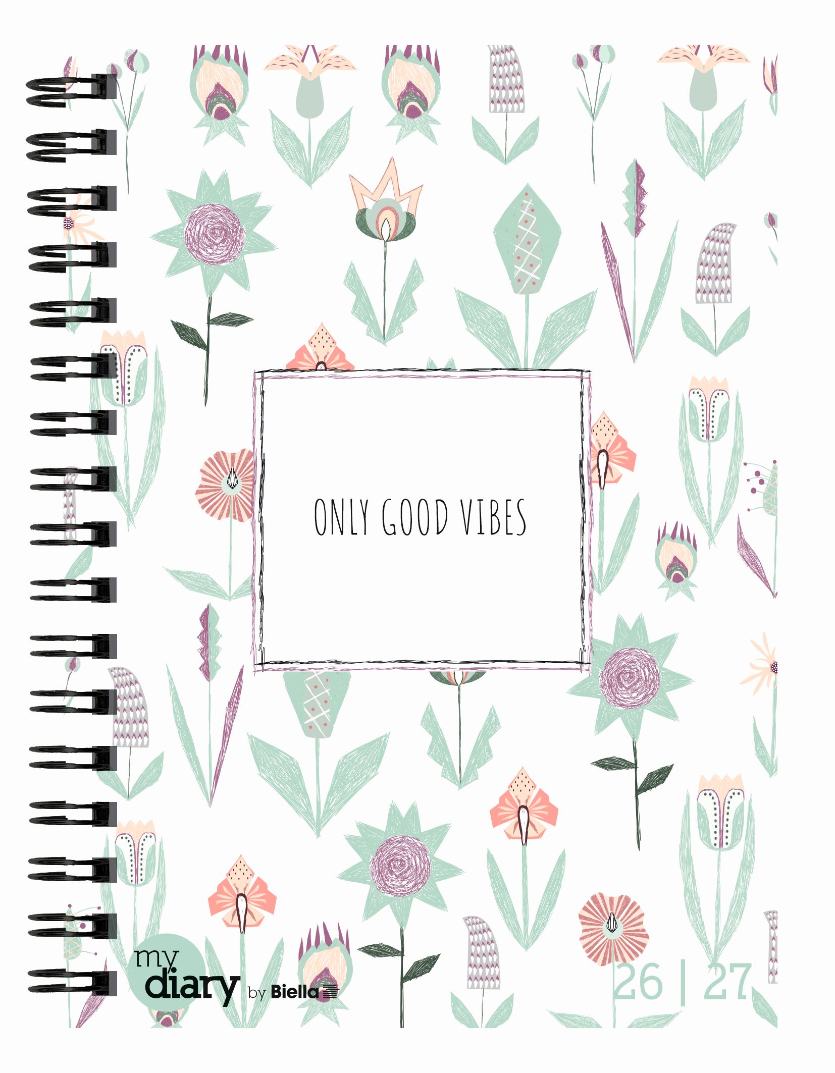 Schüleragenda mydiary 12 x 16,5 cm 3 1/2 Tage pro Seite, Wire-O, Flower