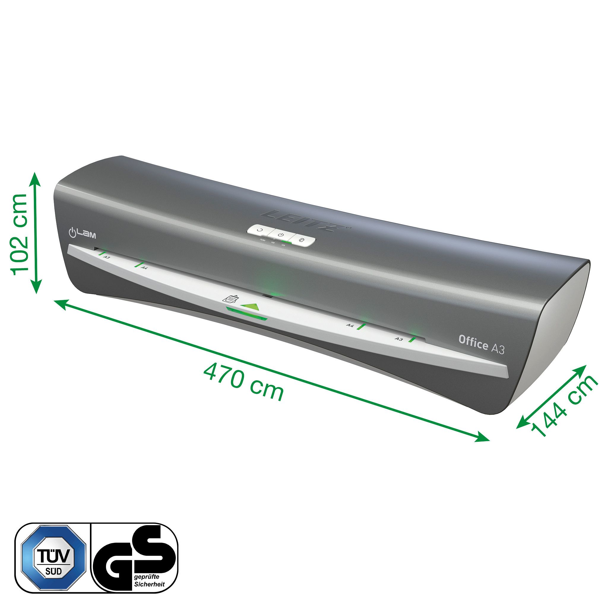 Leitz Laminiergerät iLAM Office A3 silbe für Folien 80 - 125 Micron