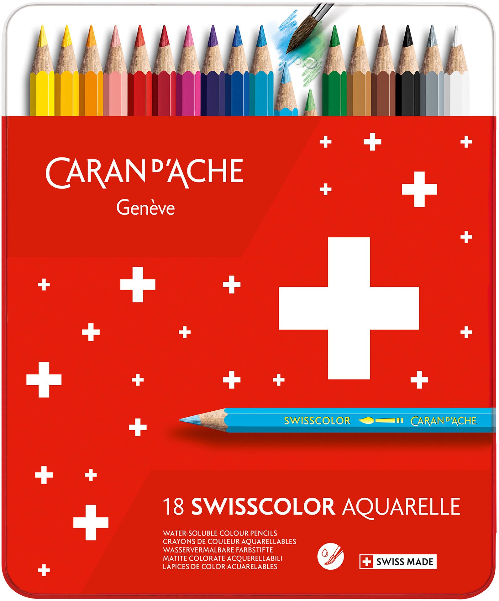 Farbstifte CdA Swisscolor 18er Schachtel wasservermalbar, Nr. 1285.718