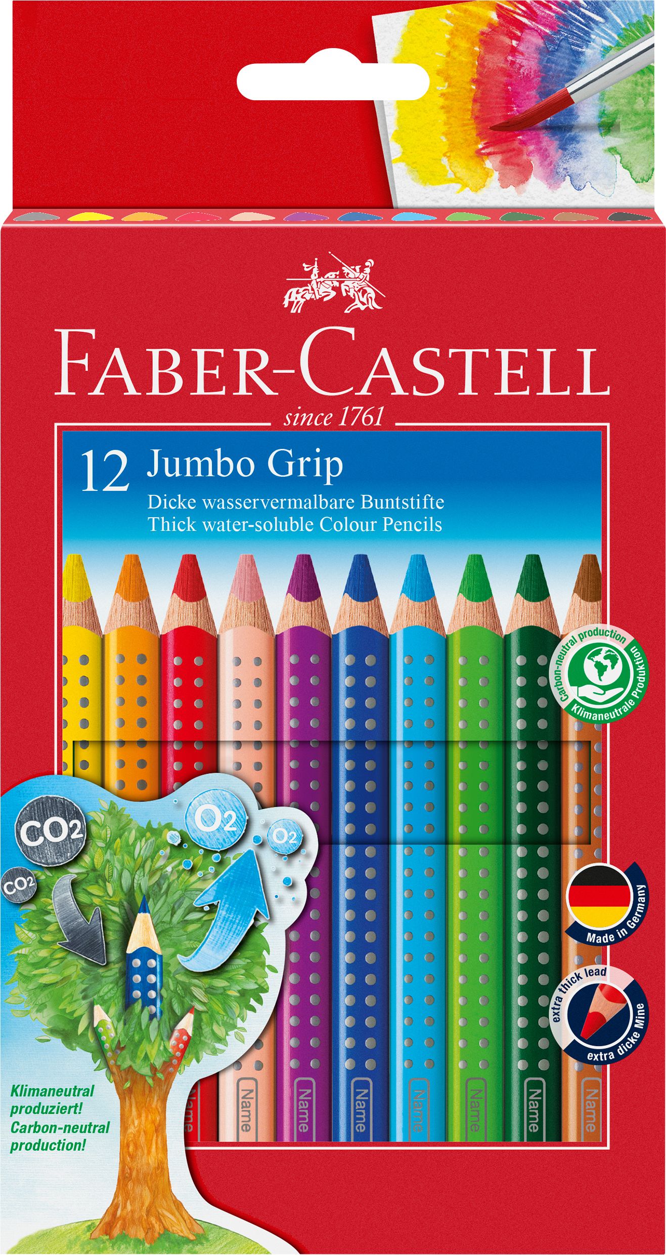 Farbstift Faber Castell Jumbo Grip 12er Kartonetui mit Spitzer SPEZIALBESTE
