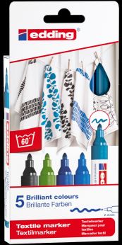 Textilmarker edding 4500 Cool Col Etui mit 5 Farben SOLANGE VORRAT!!!