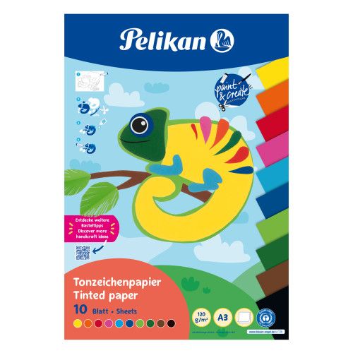 Pelikan Tonzeichenpapier A3 120g 10 leuchtende Farben, Block mit 10 Blatt