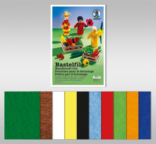 Ursus Bastelfilz 20 x 30 cm Pk. à 10 Farben assortiert, SPEZIALBESTE