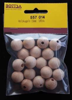 Holzkugeln roh 15 mm, Bt. à 18 Stück SPEZIALBESTELLUNG!