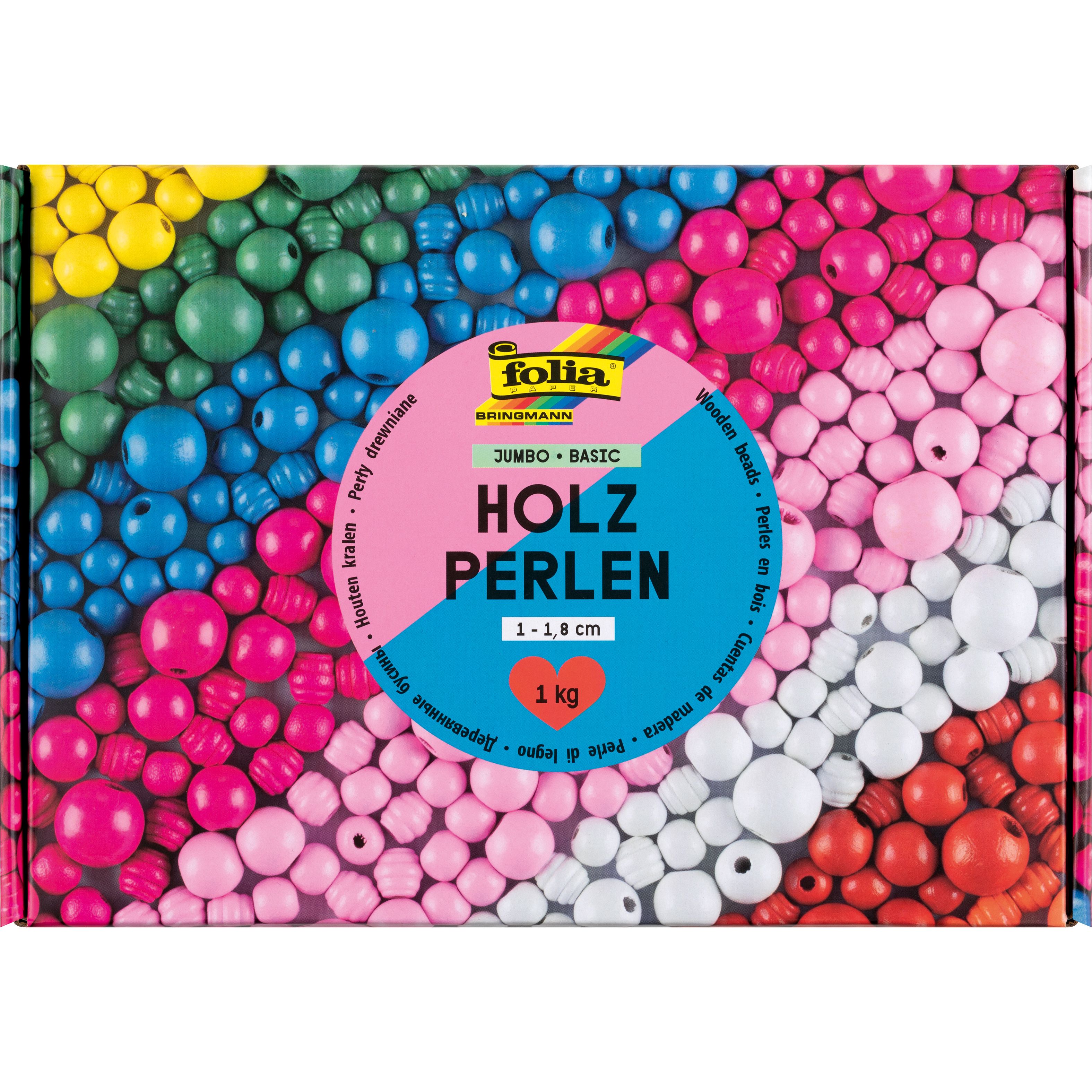 Folia Holzperlen basic 1000 g Jumbo Pack, 1-1,8 cm, SPEZIALBESTELLUNG!