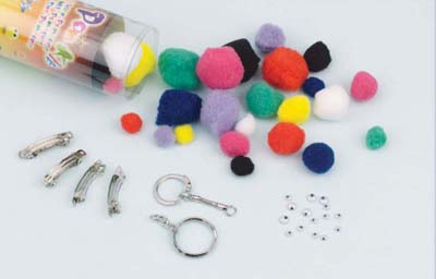 Pompons-Mix 15 + 25 + 30 mm assortiert und Zubehör, SPEZIALBESTELLUNG