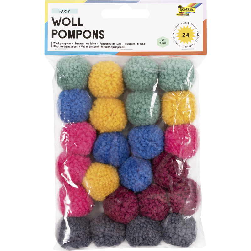 Wollpompons Grundfarben bunt 5 Farben Blister à 24 Stk. SPEZIALBESTELLUNG