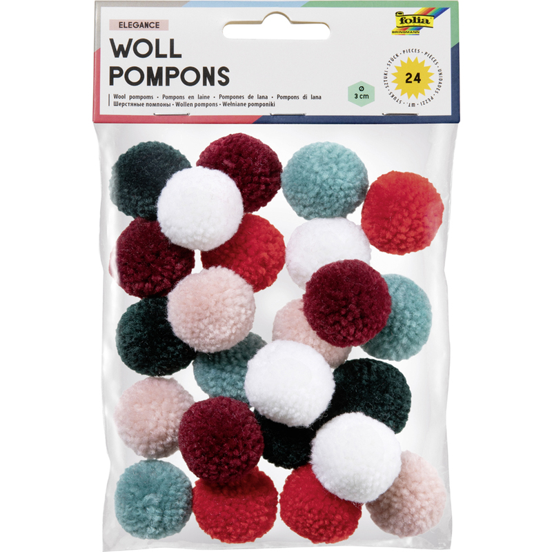 Wollpompons bunt 5 Farben Blister à 24 Stk. SPEZIALBESTELLUNG