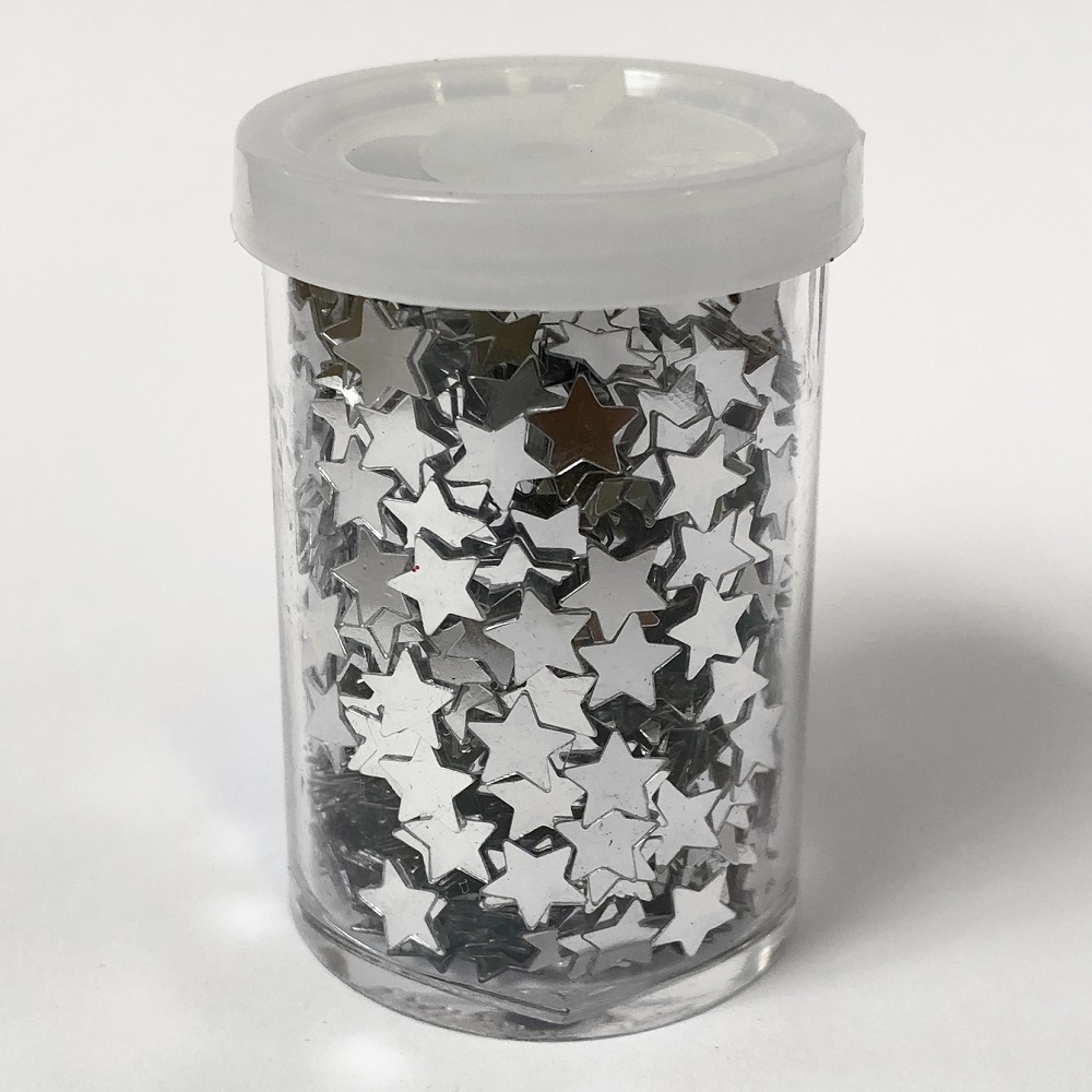 Glimmer Sterne silber 6 mm Streudose SPEZIALBESTELLUNG!