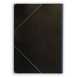 Zeichnungsmappe 43,7 x 64 cm, A2 schwarz Buchecken silber, mit weissem Gummiband