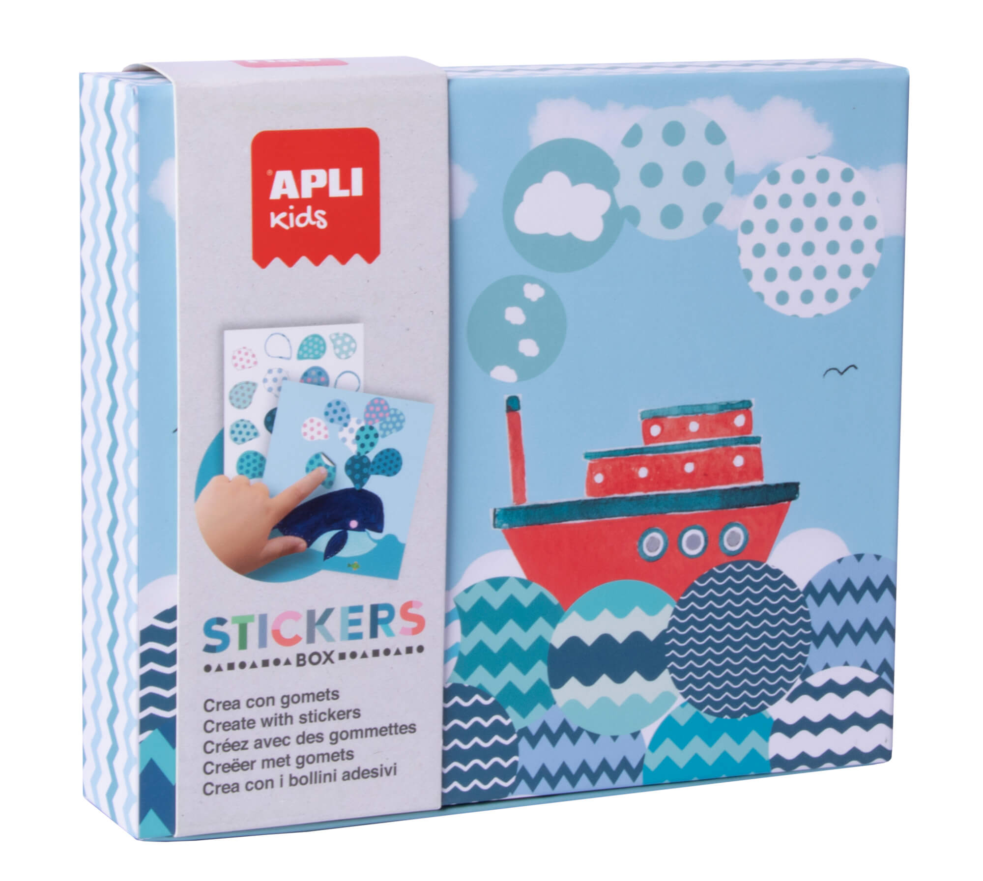 Stickerspiel Kartonbox Boot 8 Karten mit versch. Motiven