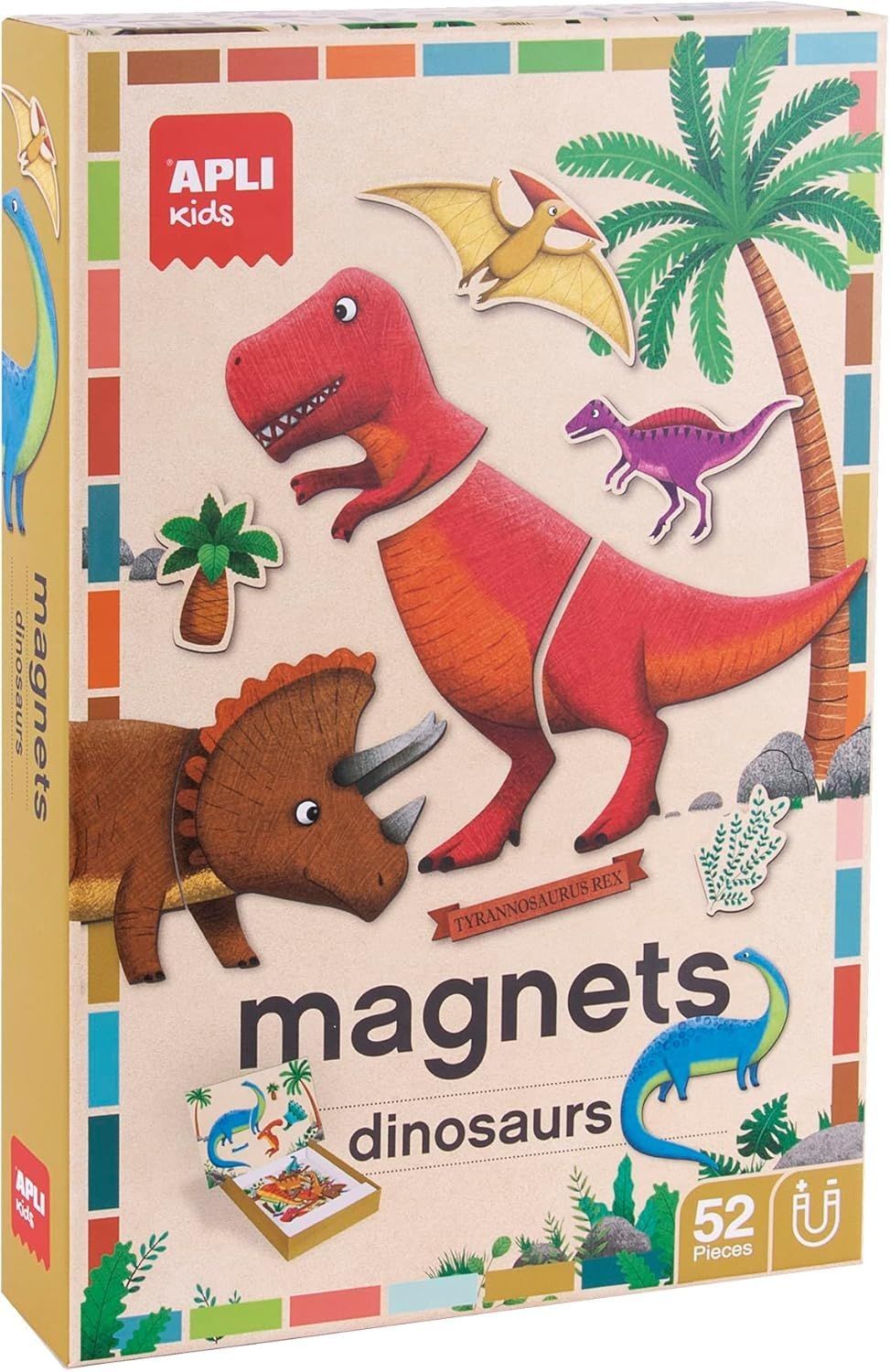 Magnetspiel Dinosaurier 1 Magnettafel, 52 Magnetteile