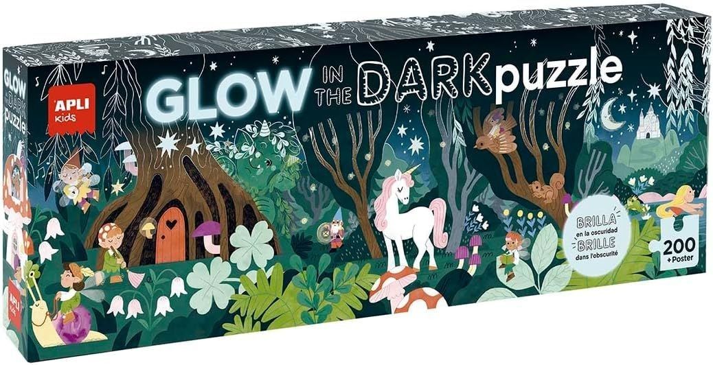 Im Dunkeln leuchtendes magisches Waldpuzzle, 200 Stück im Format 6 x 5 cm