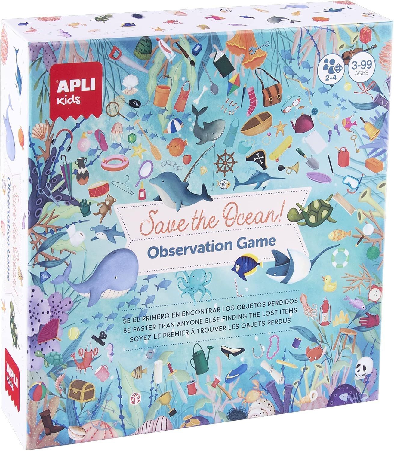 Beobachtungsspiel Save the Ocean 50 Karten mit Bildern von 6,5 x 8,5 cm