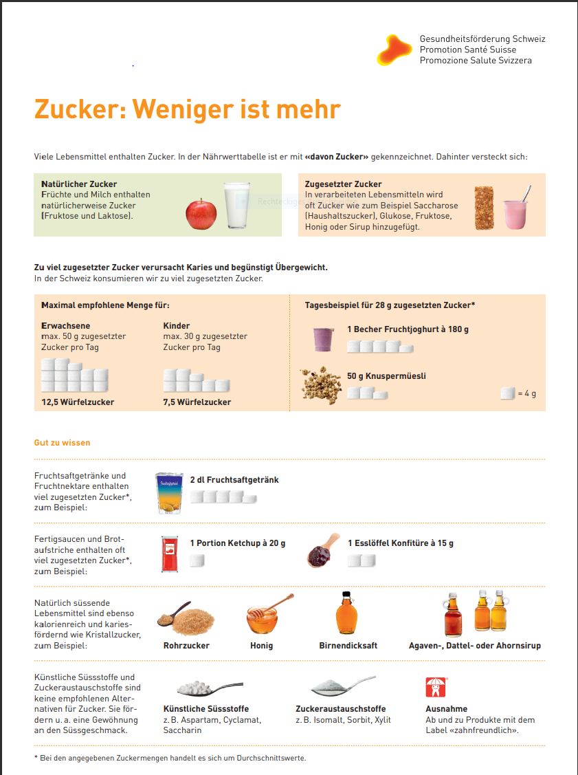 Zucker: weniger ist mehr, deutsch Flyer