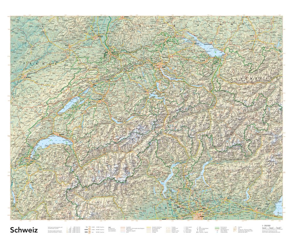 Schulwandkarte Schweiz,1:200'000 mit 2 Stäben, SPEZIALBESTELLUNG