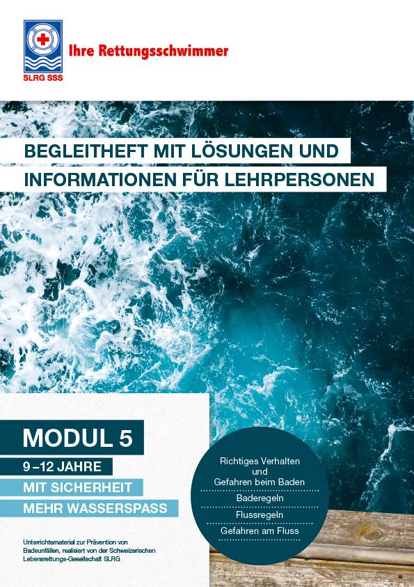 Wassersicherheit, Modul 5, Begleitheft 9 - 12 Jahre, SPEZIALBESTELLUNG