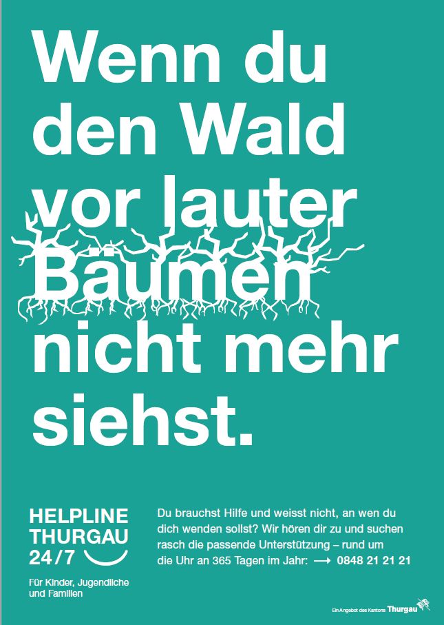 Helpline Thurgau, Poster A3 für Kinder, Jugendliche+Familien