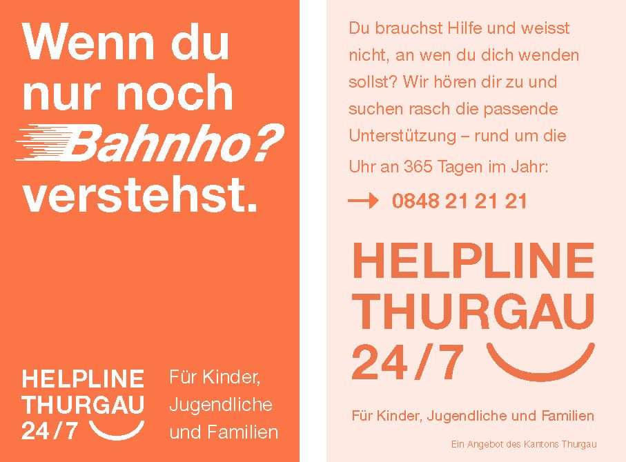 Helpline Thurgau, PocketCard für Kinder, Jugendliche+Familien